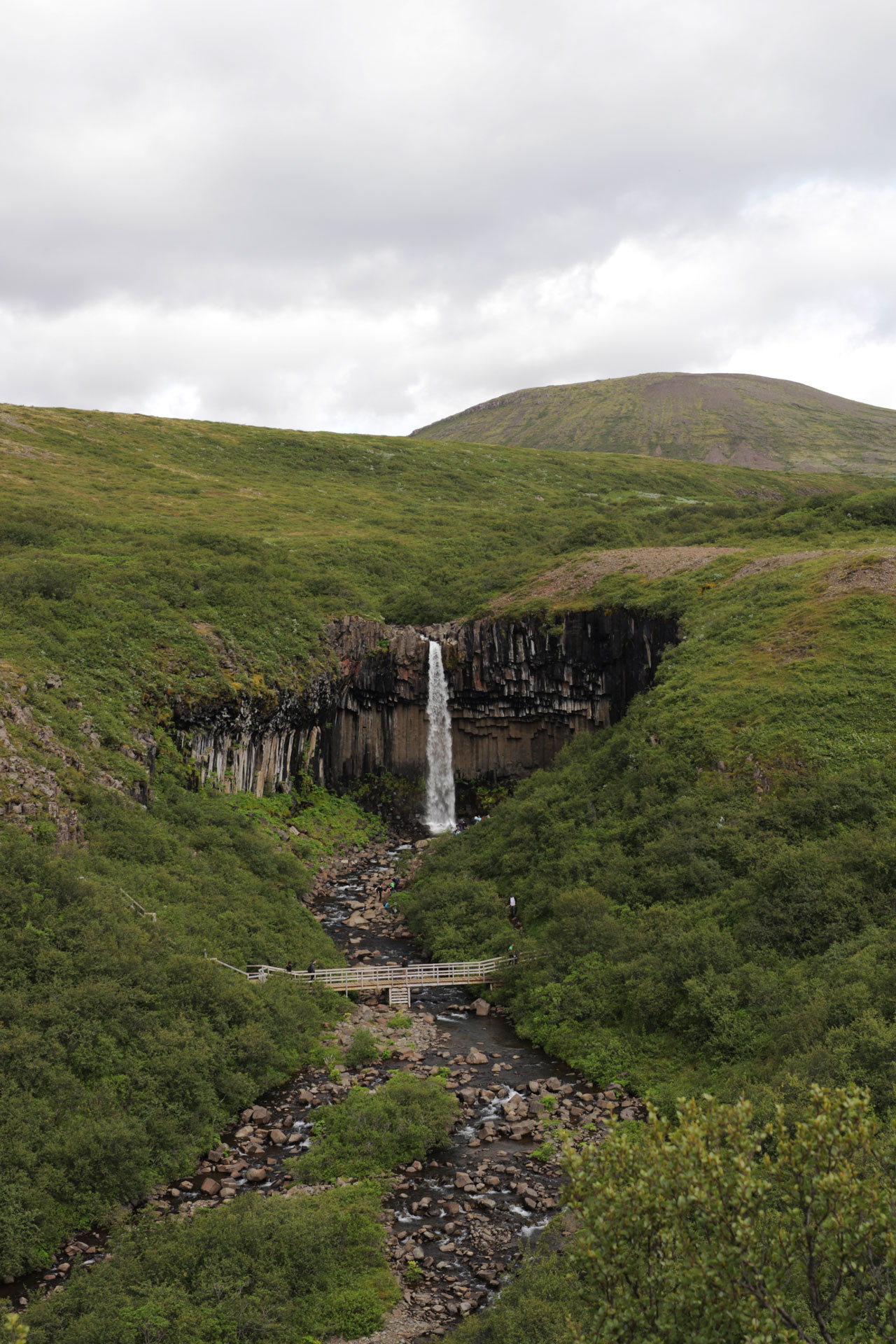 Der Wasserfall Svartifoss aus der Ferne, ...